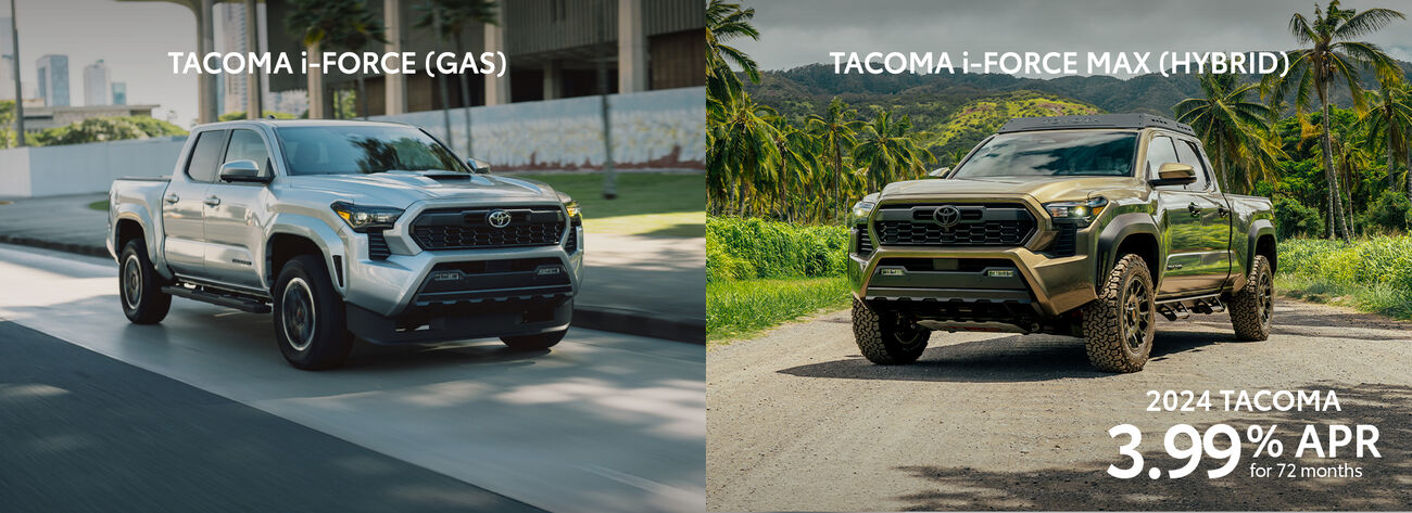The 2024 Toyota Tacoma is built for Hawaii. Get 3.99% APR for 72 months!
