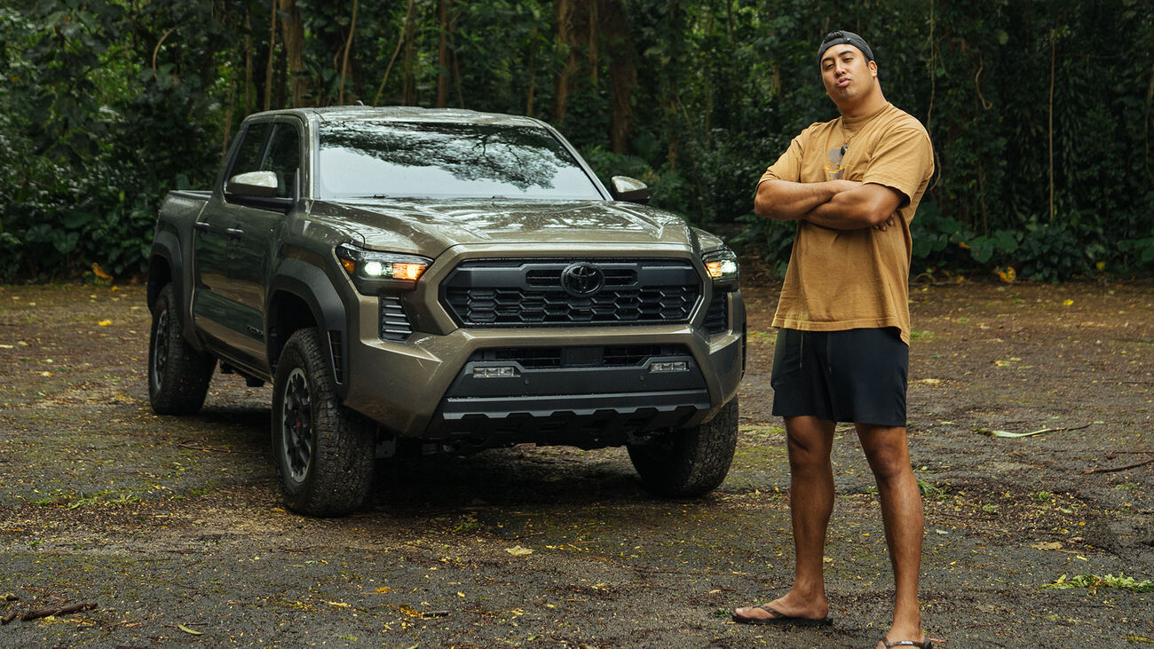 Toyota Hawaii ambassador Zavier Cummings posed next to his 2026 Toyota Tacoma.