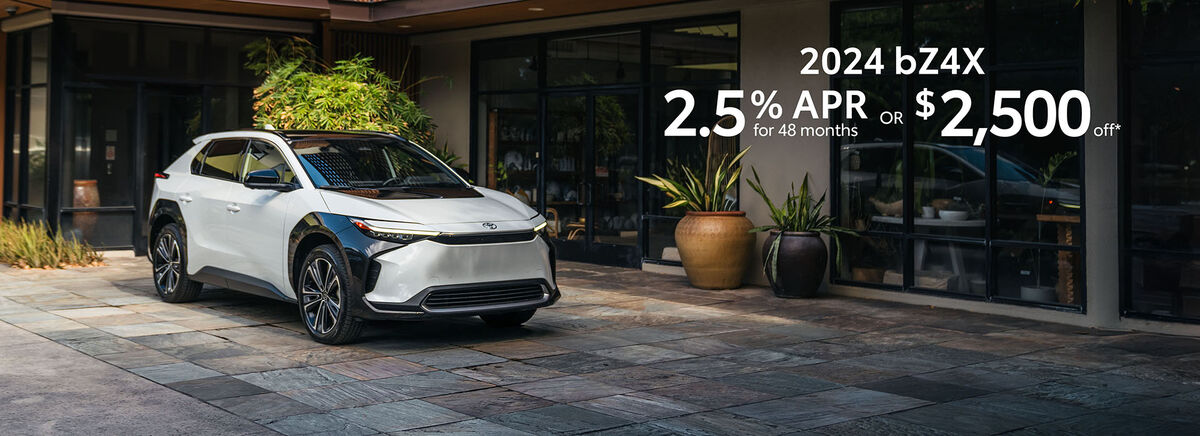 The 2024 bZ4X. The same Toyota, now electric. 2.5% APR for 48 months or $2,500 off