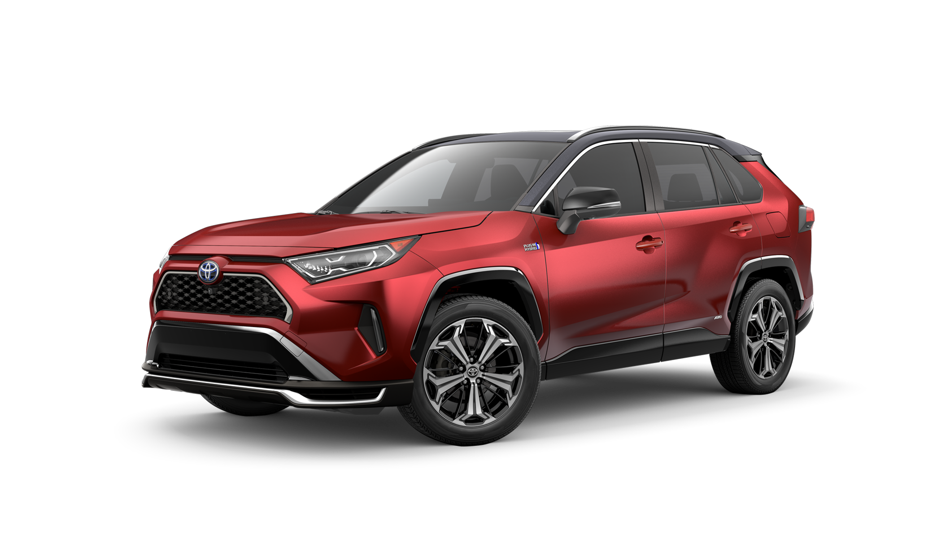 2021 Toyota RAV4 in Supersonic Red/Midnight Black Metallic Roof.