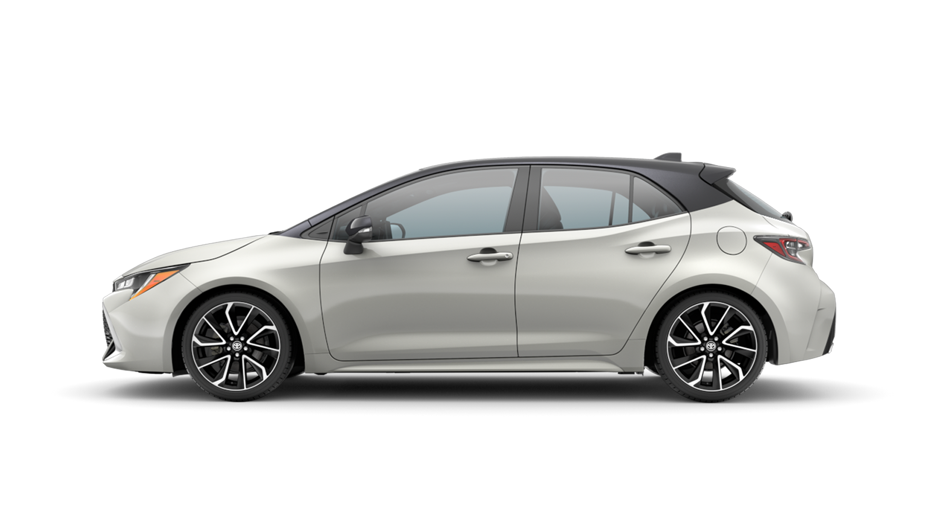 2021 Toyota Hatchback in Windchill Pearl/Midnight Black Metallic Roof.