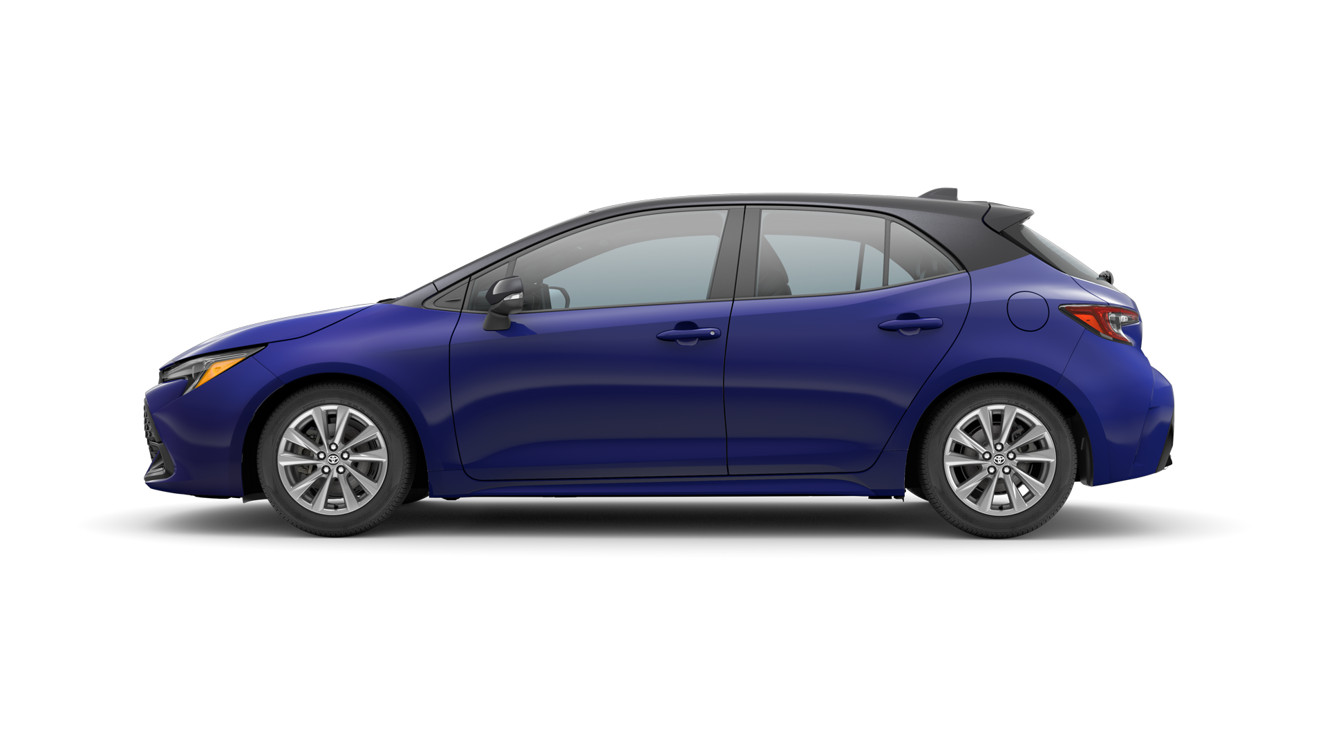 2024 Toyota Hatchback in Blue Crush Metallic/Midnight Black Metallic Roof.