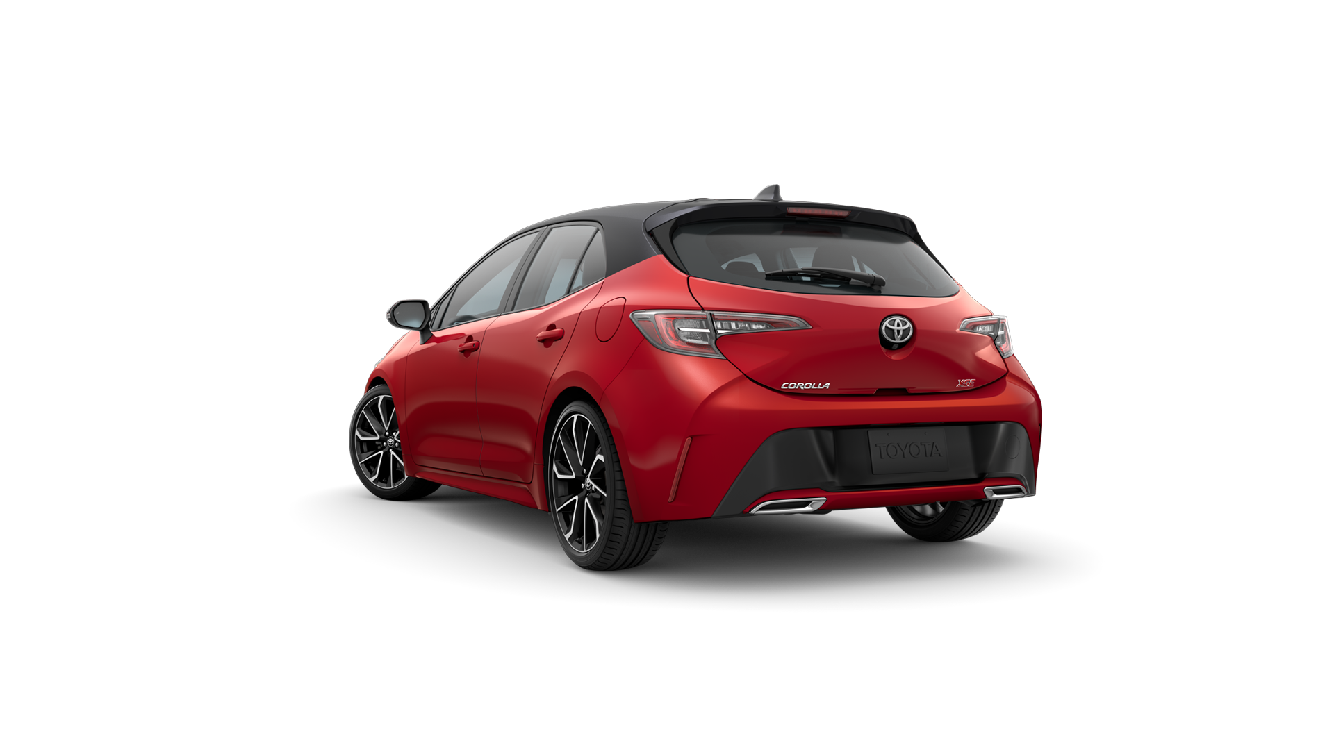 2022 Toyota Hatchback in Finish Line Red/Midnight Black Metallic Roof.