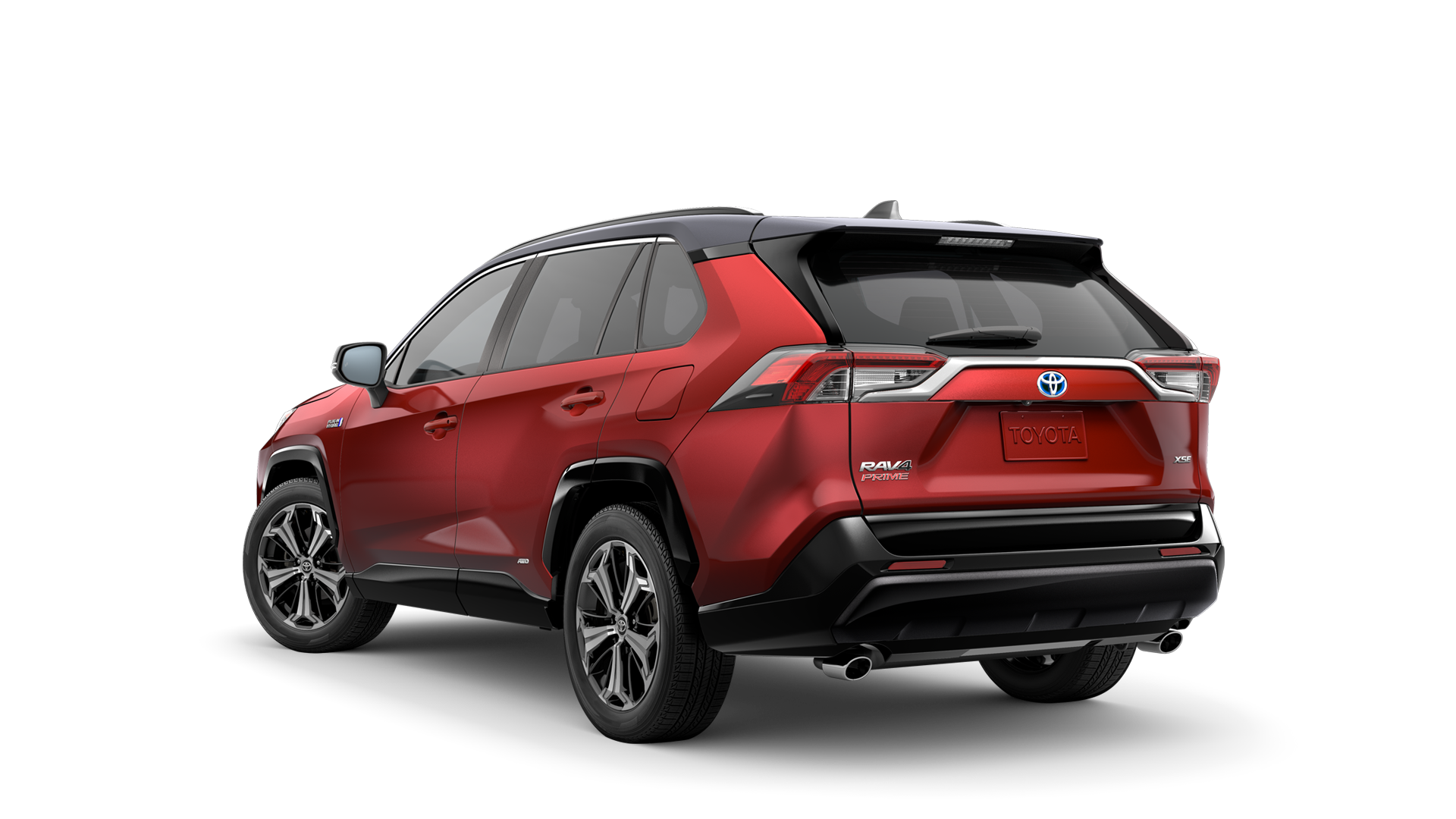 2021 Toyota RAV4 in Supersonic Red/Midnight Black Metallic Roof.