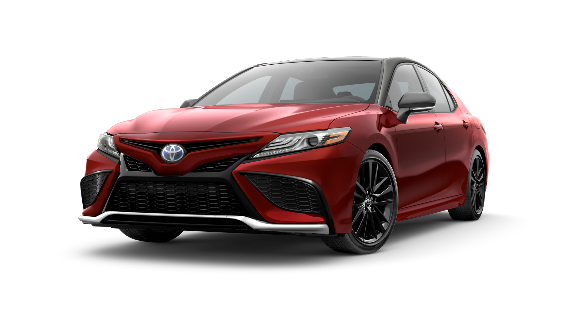 Three-sixty image of 2024 Camry Hybrid in Supersonic Red/Midnight Black Metallic Roof and Spoiler*