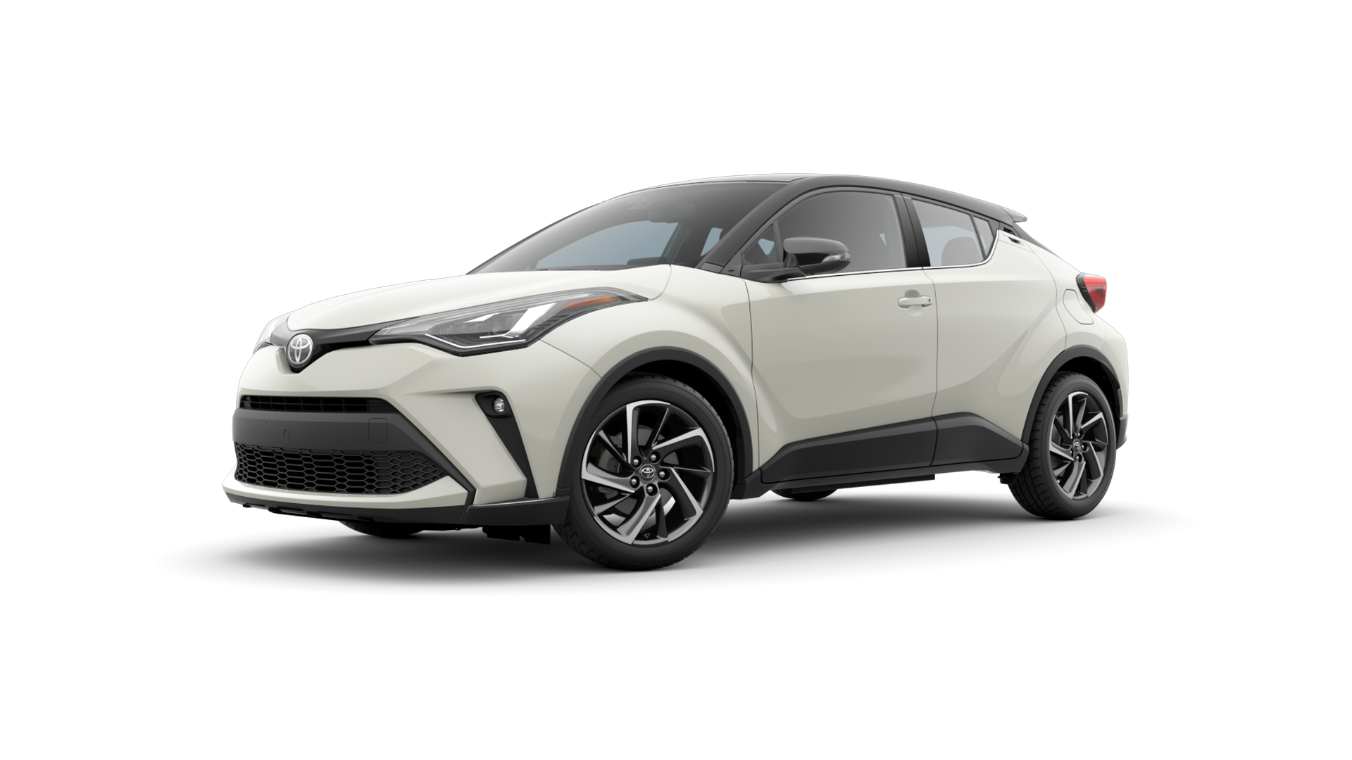 2021 Toyota C-HR in Blizzard Pearl/Black Roof.