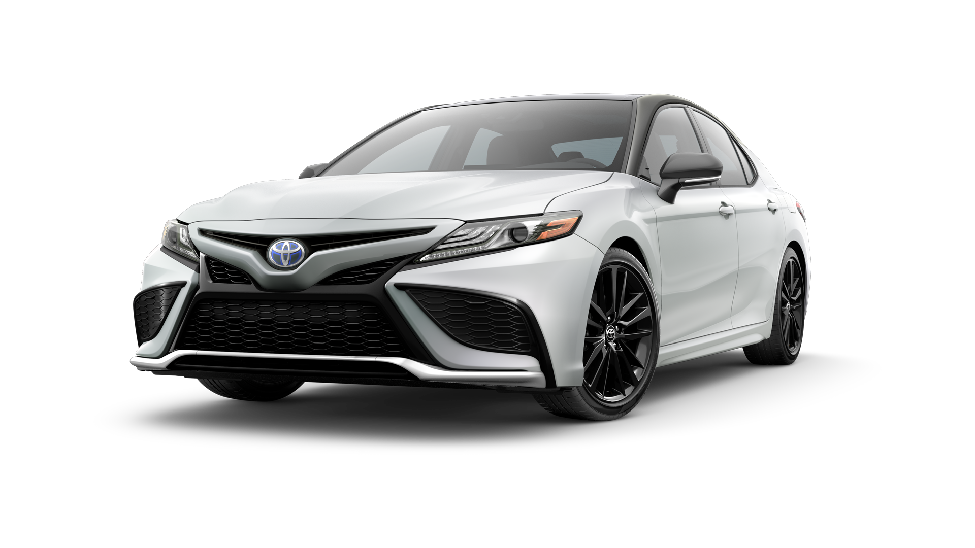 Three-sixty image of 2024 Camry Hybrid in Wind Chill Pearl/Midnight Black Metallic Roof and Spoiler*