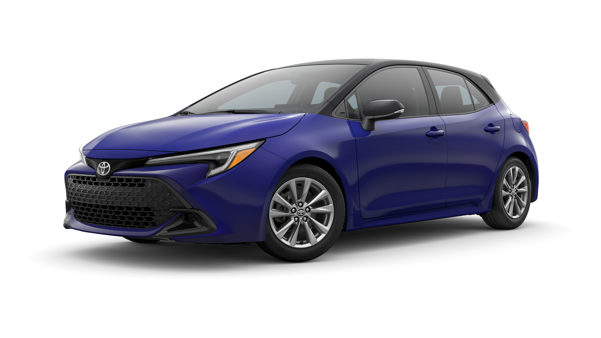 2024 Toyota Hatchback in Blue Crush Metallic/Midnight Black Metallic Roof.