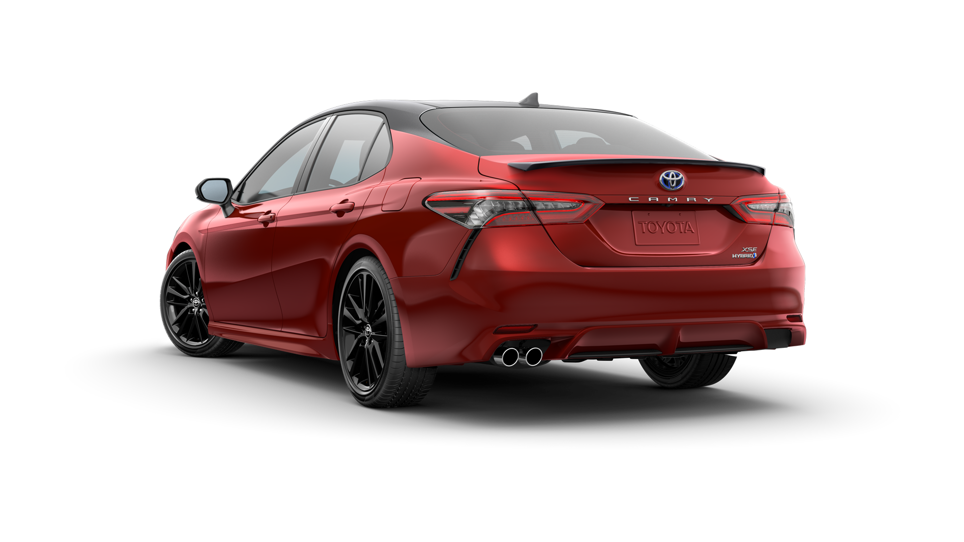 Three-sixty image of 2024 Camry Hybrid in Supersonic Red/Midnight Black Metallic Roof and Spoiler*