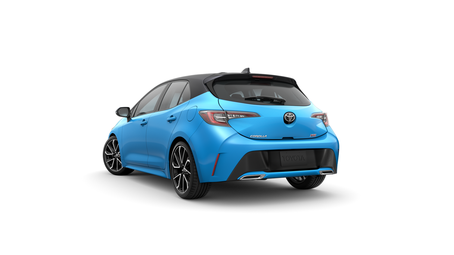 2021 Toyota Hatchback in Blue Flame/Midnight Black Metallic Roof.