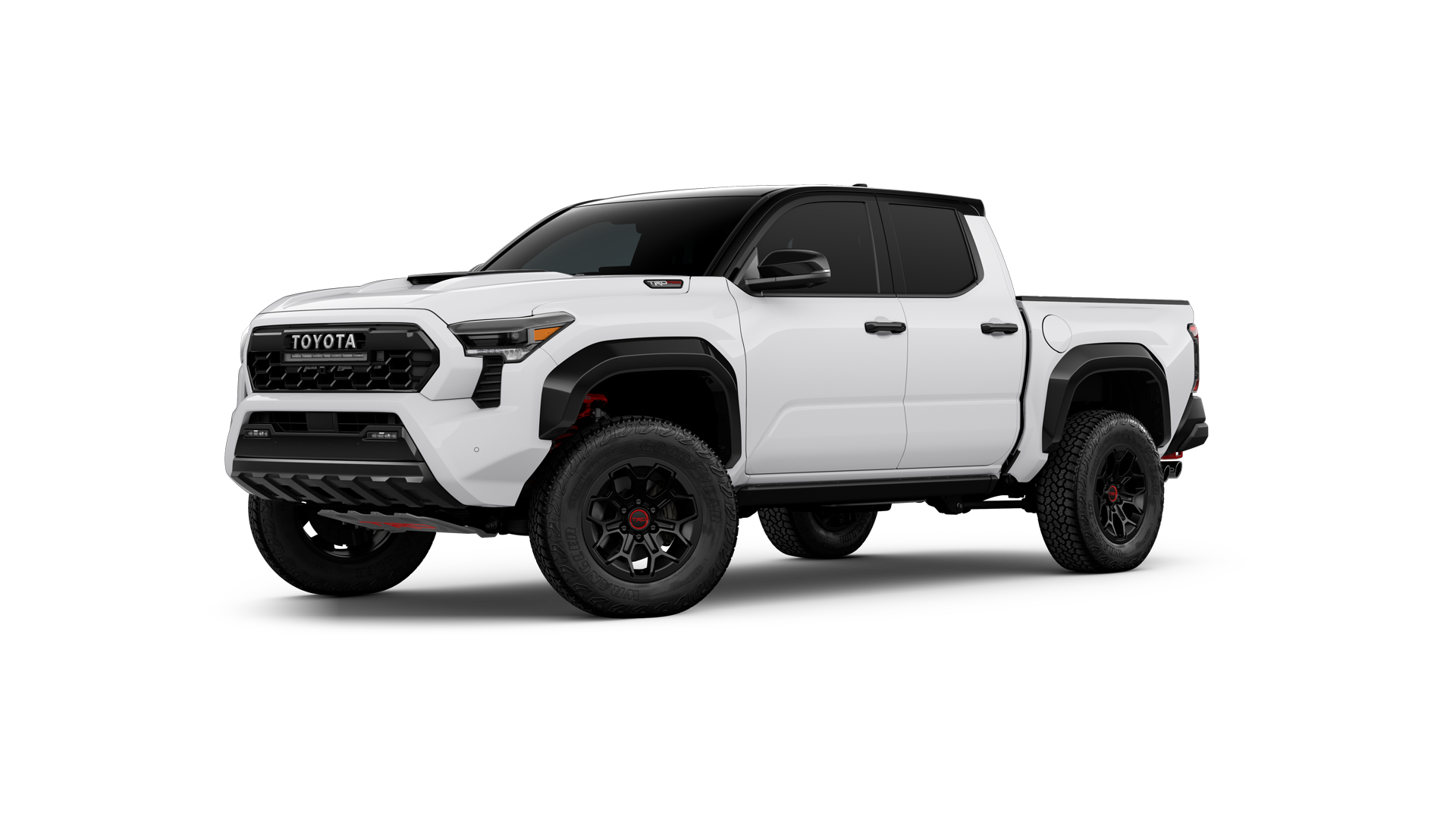 2024 Toyota Tacoma in Ice Cap/Midnight Black Metallic Roof.