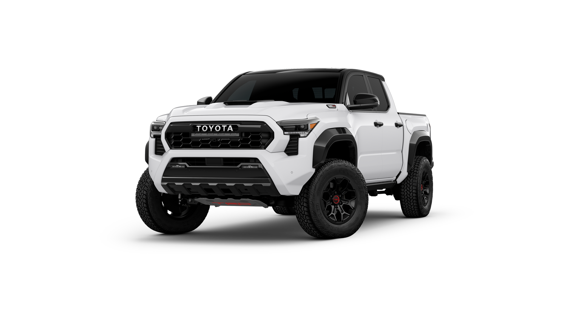 2024 Toyota Tacoma in Ice Cap/Midnight Black Metallic Roof.