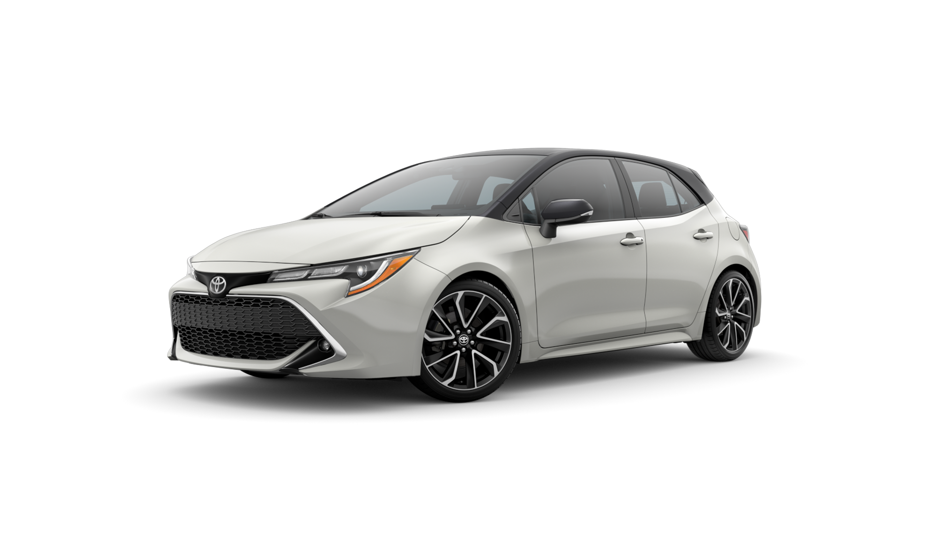 2021 Toyota Hatchback in Windchill Pearl/Midnight Black Metallic Roof.