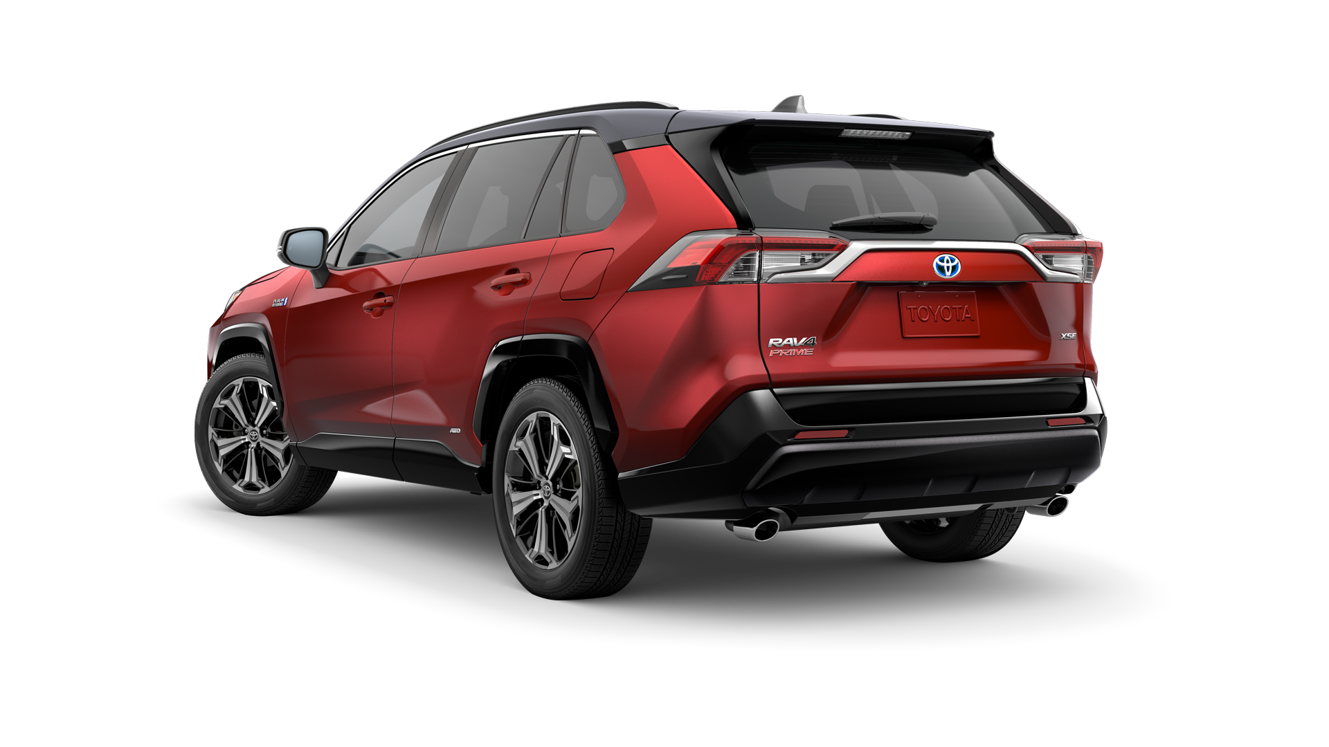 2022 Toyota RAV4 in Supersonic Red/Midnight Black Metallic Roof.