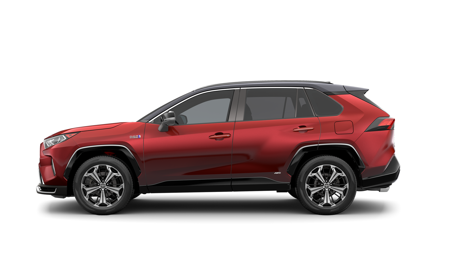 2021 Toyota RAV4 in Supersonic Red/Midnight Black Metallic Roof.