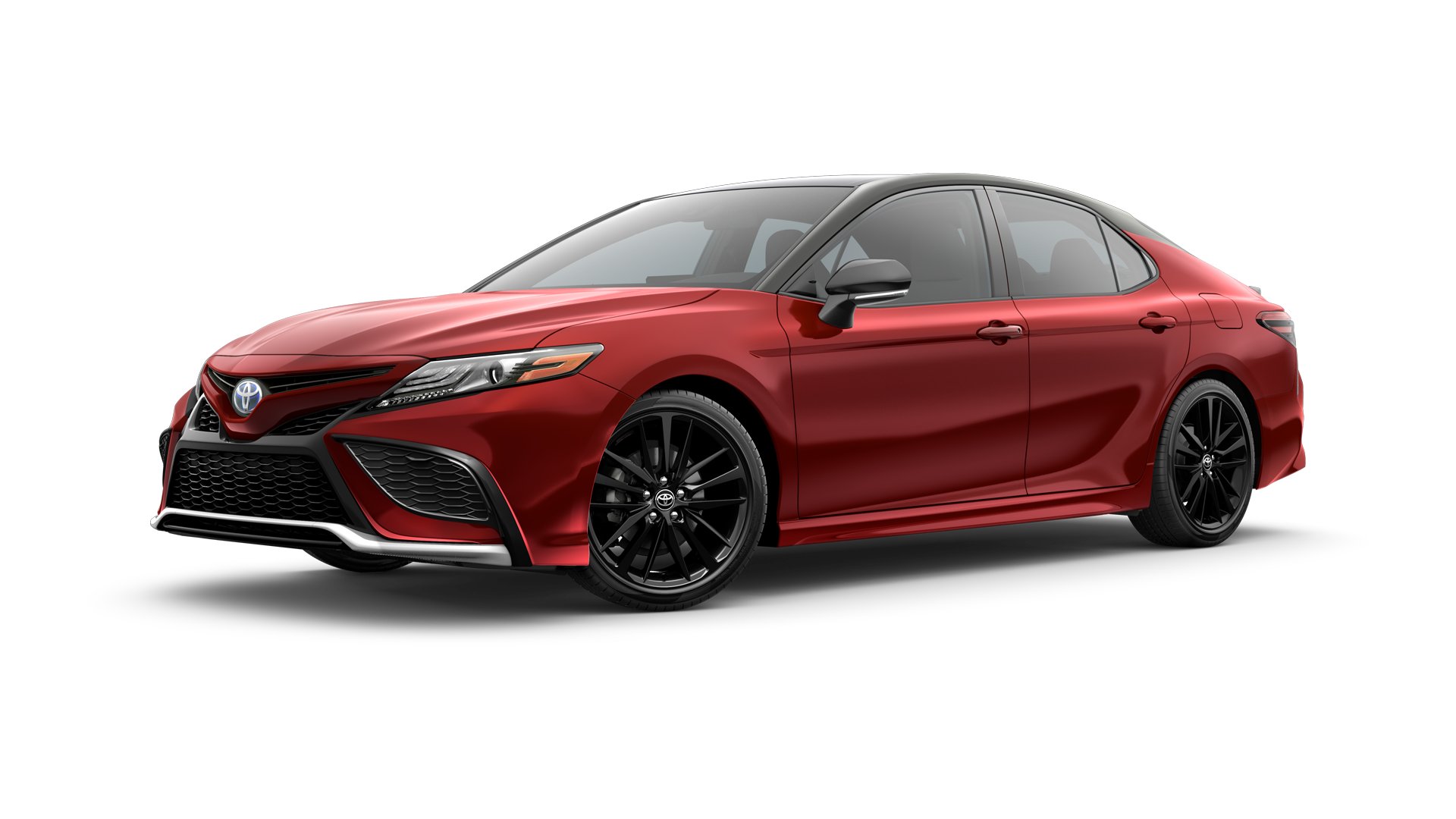 Three-sixty image of 2024 Camry Hybrid in Supersonic Red/Midnight Black Metallic Roof and Spoiler*