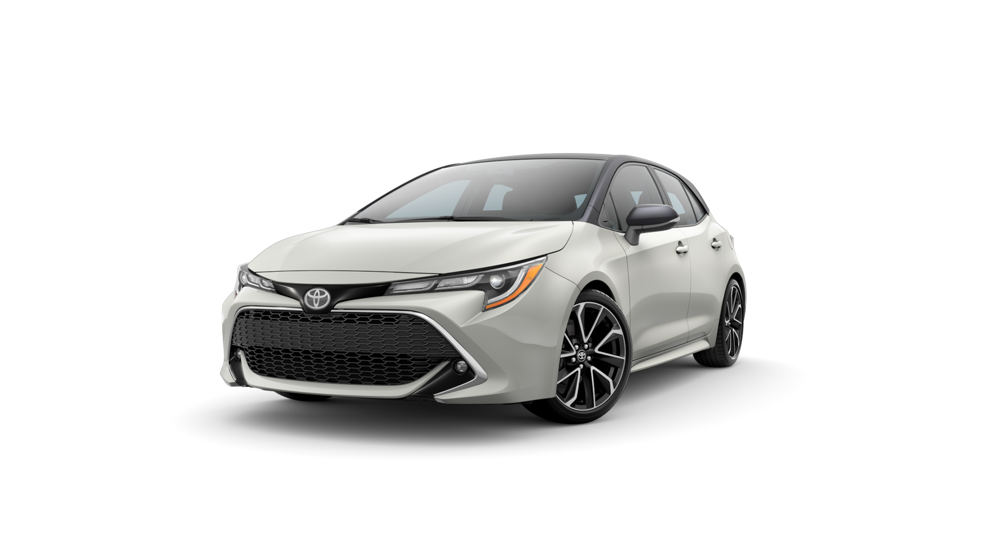2021 Toyota Hatchback in Windchill Pearl/Midnight Black Metallic Roof.