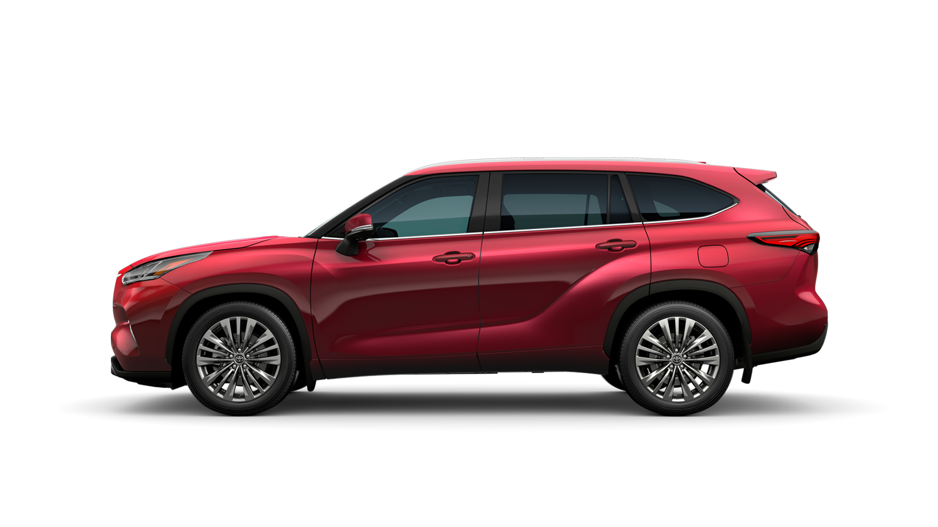 2022 Toyota Highlander in Ruby Flare Pearl.