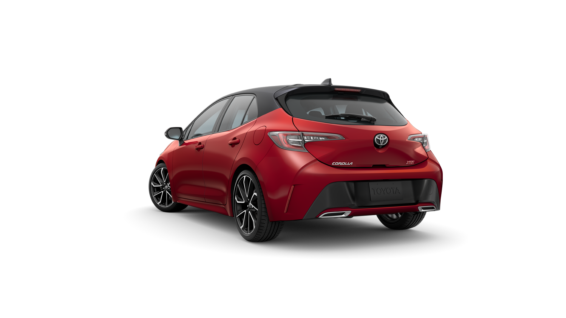 2021 Toyota Hatchback in Supersonic Red/Midnight Black Metallic Roof.
