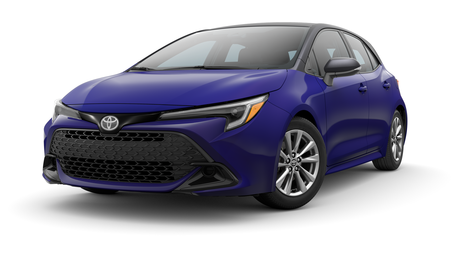 2024 Toyota Hatchback in Blue Crush Metallic/Midnight Black Metallic Roof.